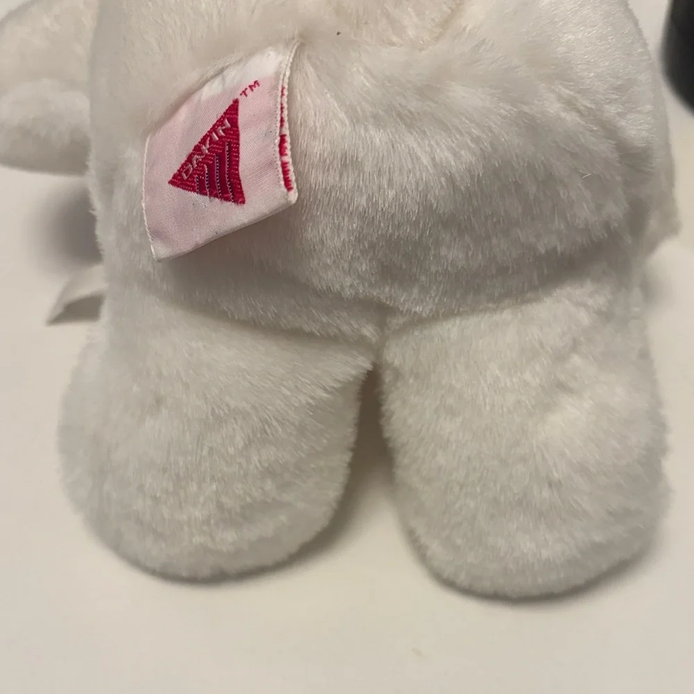 Adorable I LOVE MOM White Plush Bear with Red Bow
